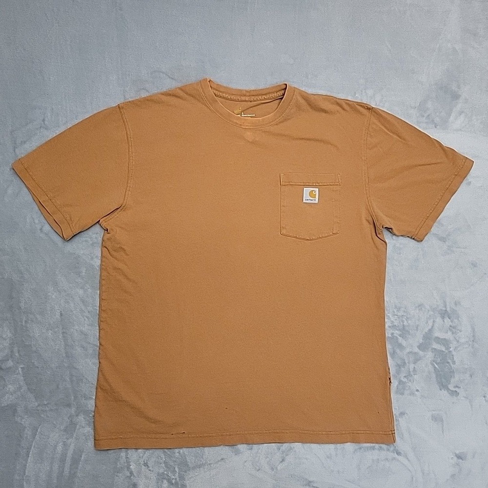 Carhartt Shirt Mens Large Brown Workwear Distressed Streetwear Pocket Tee K87